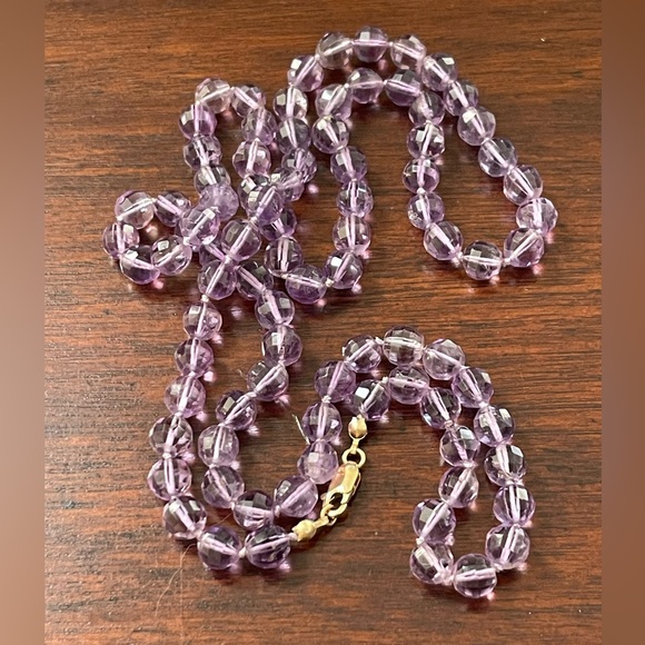 Faceted natural 8mm high quality amethyst bead 14/20 gold filled long necklacece - Picture 6 of 10